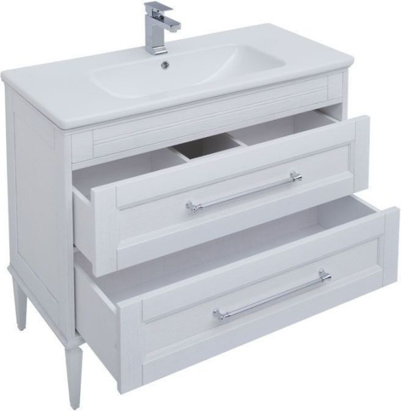 Раковина полувстраиваемая прямоугольная Aquanet Бостон НФ-00017536 литьевой мрамор цвет белый