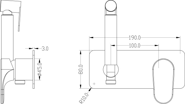 Гигиенический душ Boheme Spectre 457-BR встраиваемый в стену Bronze