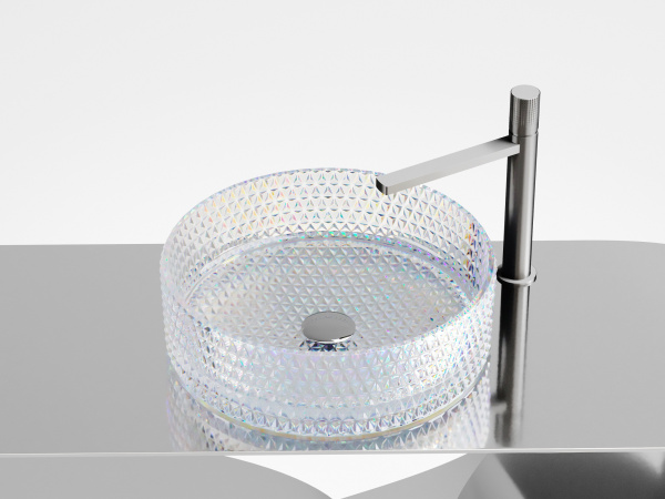 Раковина накладная круглая Ceramica Nova Cristal CN6059 стекло цвет голубой