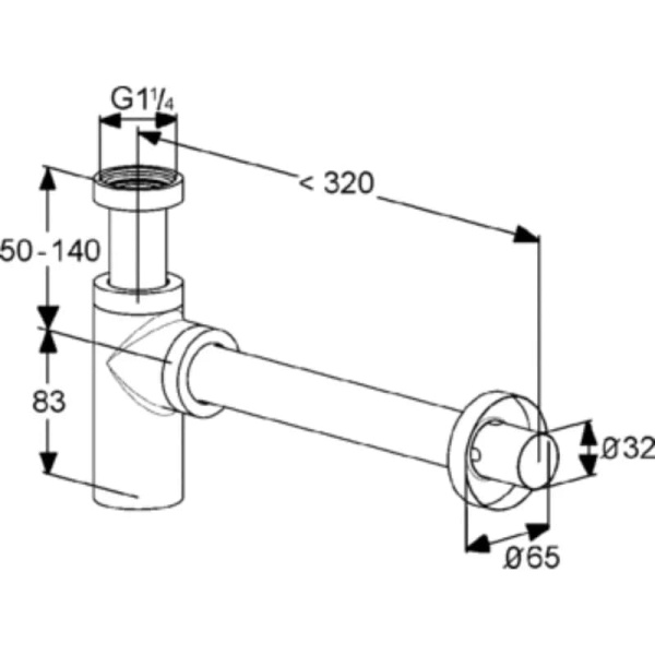 Сифон для раковины KLUDI 1002039-00 латунь черный матовый