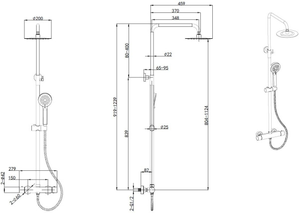 Душевая система со смесителем Allen Brau Eclipse 3.0 5.E1A11-00 монтаж настенная с термостатом хром