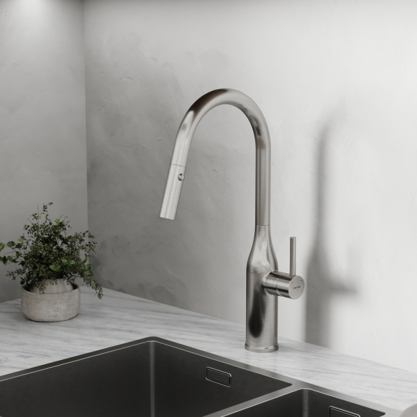 Смеситель для кухни Sancos Grand SC4002BNG без подключения к фильтру нержавеющая сталь