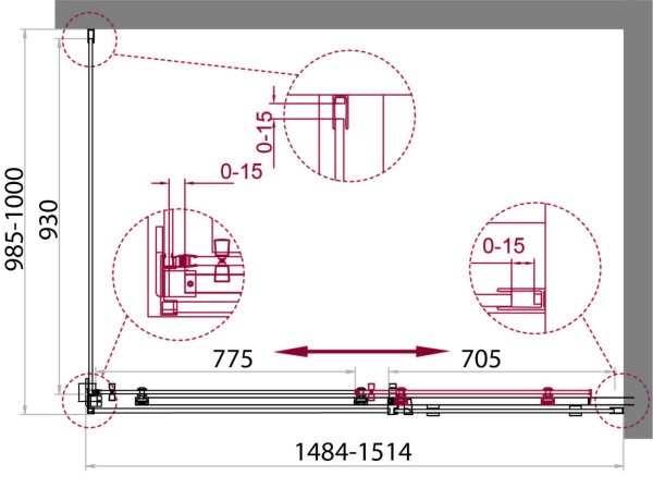 Душевой угол BelBagno Acqua ACQUA-AH-1-150/100-C-Cr прямоугольный 150x100 стекла прозрачные, профиль хром