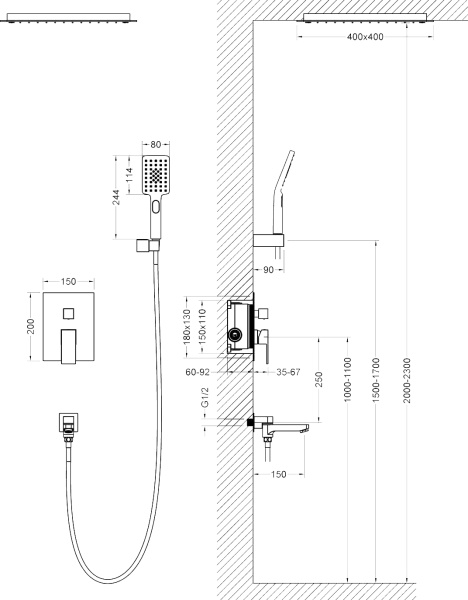 Душевая система со смесителем Timo Selene SX-2039/00SM монтаж встраиваемая в стену без термостата хром