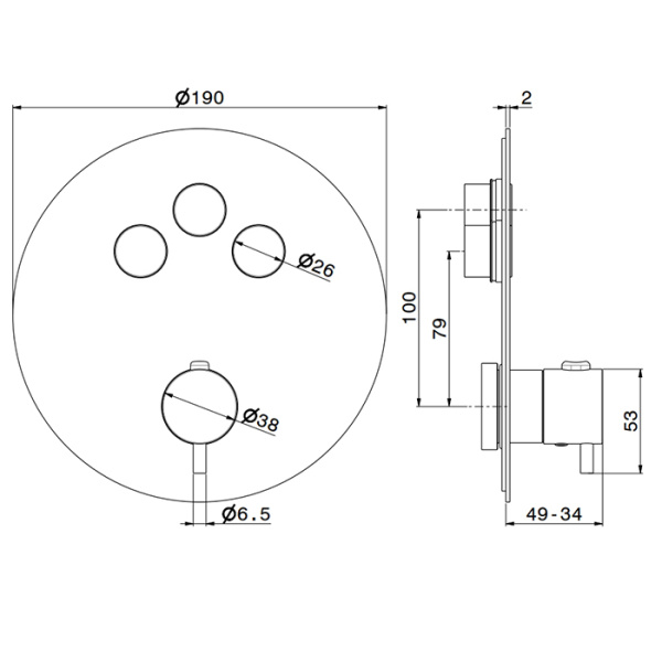 Смеситель для душа на 3 выхода Newform X-Steel 316 70427EX.50.050 встраиваемый в стену 
с термостатом stainless steel