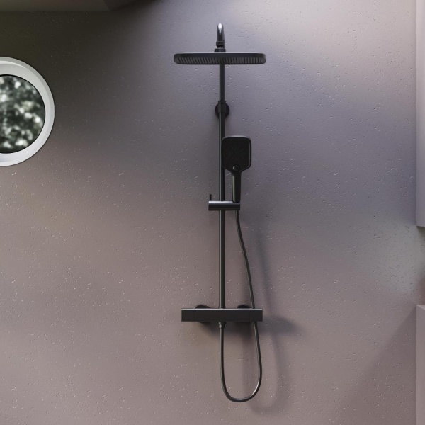 Душевая система со смесителем Damixa Gala 953800300 монтаж настенная с термостатом черный матовый