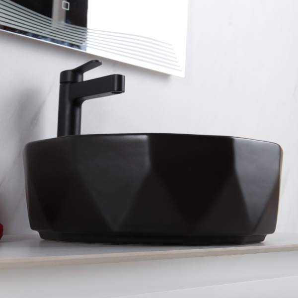 Раковина накладная круглая BelBagno  BB1409H301 фаянс цвет черный матовый