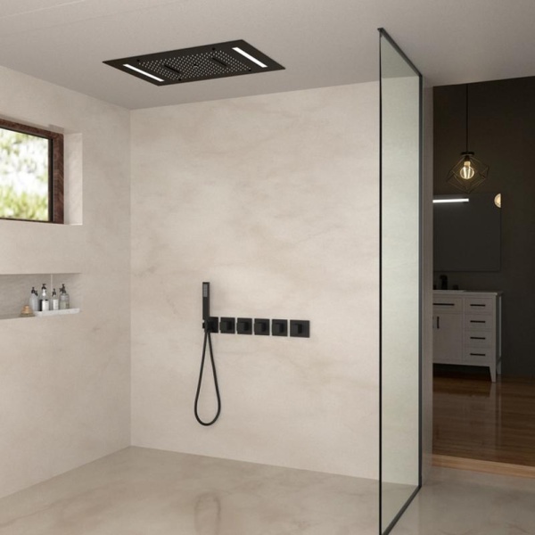 Душевая система со смесителем Timo Petruma SX-5229/03SM монтаж встраиваемая в стену с термостатом черный