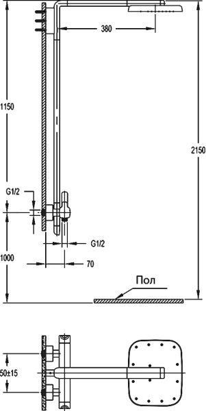 Душевая система со смесителем Cezares Tesoro TESORO-F-CD-01 монтаж   