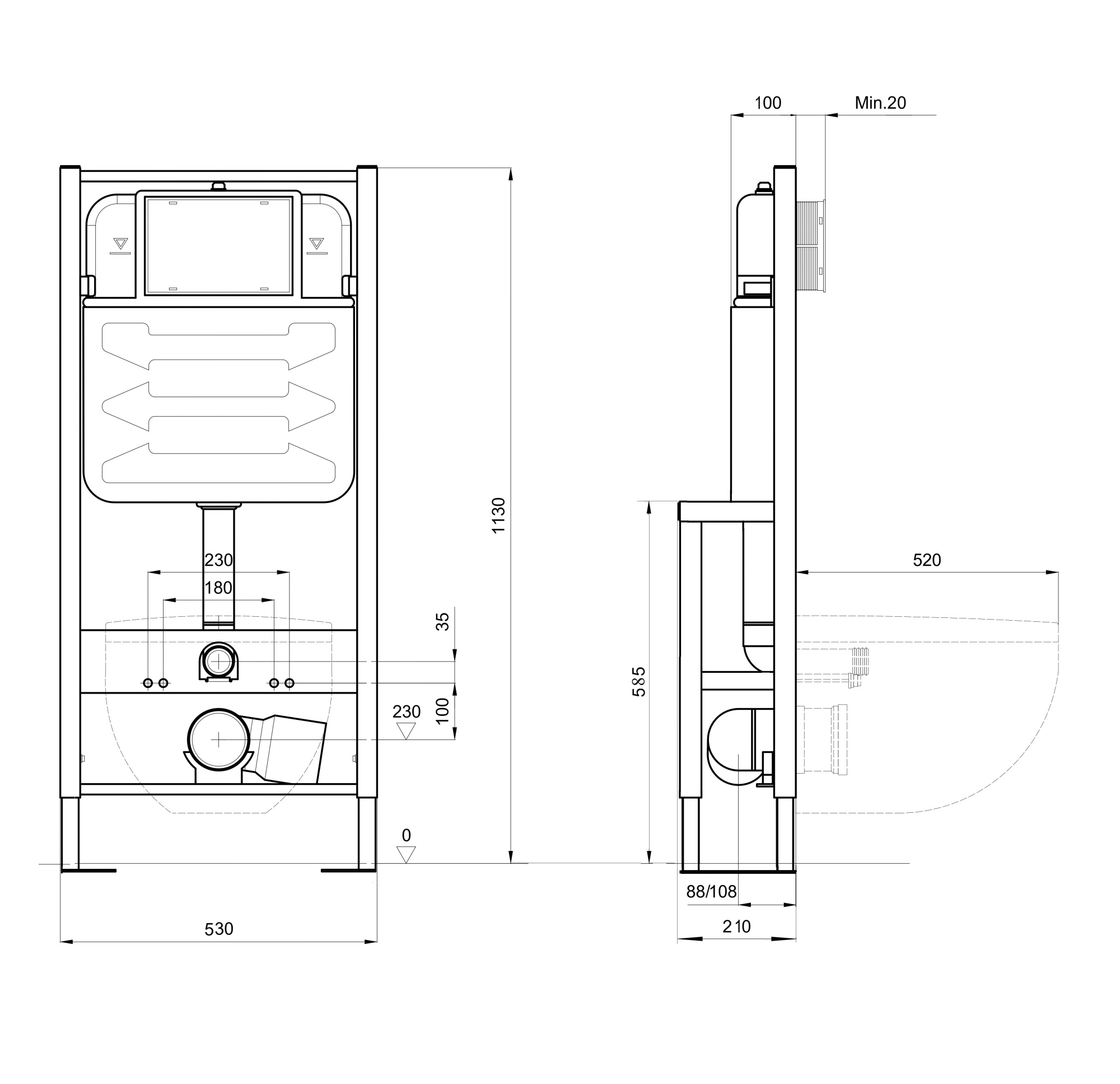 Инсталляция для подвесного унитаза Акватек Standart INS-0000016 механическая