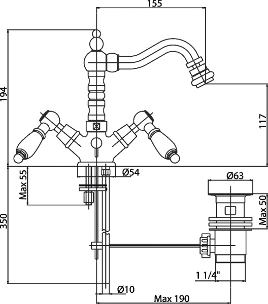 Смеситель для биде Cezares Diamond DIAMOND-BS2-03/24-Sw латунь 