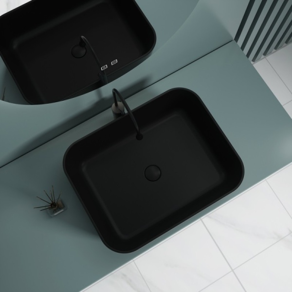 Раковина  прямоугольная Esbano ASTANES-N ESRNASTANMB фаянс цвет черный матовый