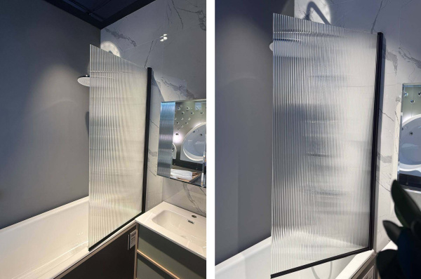 Шторка для ванны распашная  Акватек  AQ.BS.080.2GM 80 см, стекла рифленые, профиль оружейная сталь