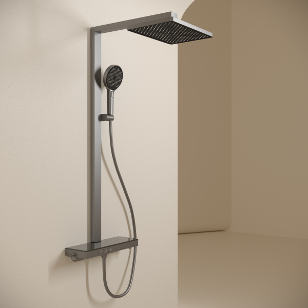 Душевая система со смесителем Sancos Vos SC6100GG монтаж настенный с термостатом вороненая сталь