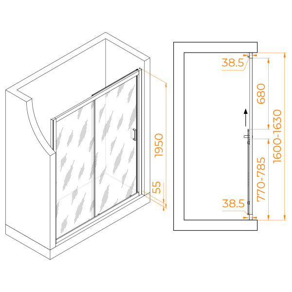 Душевая дверь RGW Passage PA-016 350801616-11 160 см стекла прозрачные, профиль хром