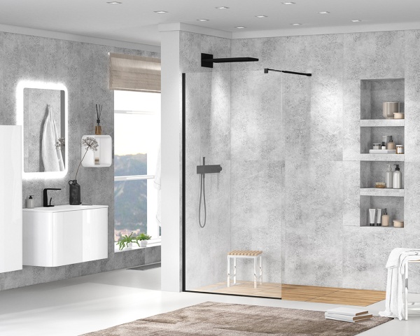 Душевая перегородка Cezares Liberta LIBERTA-L-1-130-C-NERO 130 см, стекла прозрачные, профиль черный