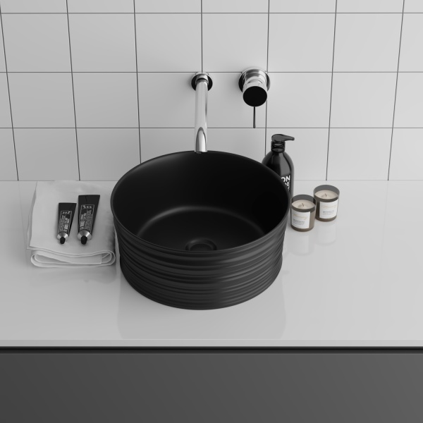 Раковина  круглая Grossman  GR-3025BM фаянс цвет черный матовый