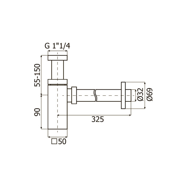 Сифон для раковины Plumberia Selection SFT4100CS латунь брашированный хром