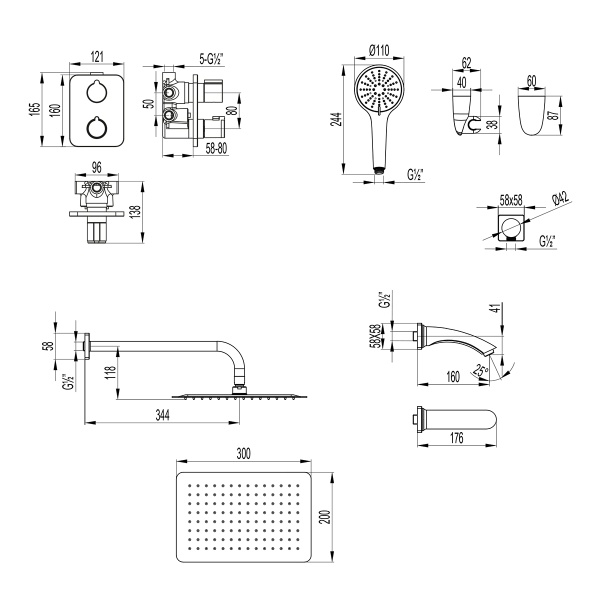 Душевая система со смесителем Lemark Bronx LM3742GM монтаж встраиваемая в стену без термостата графит