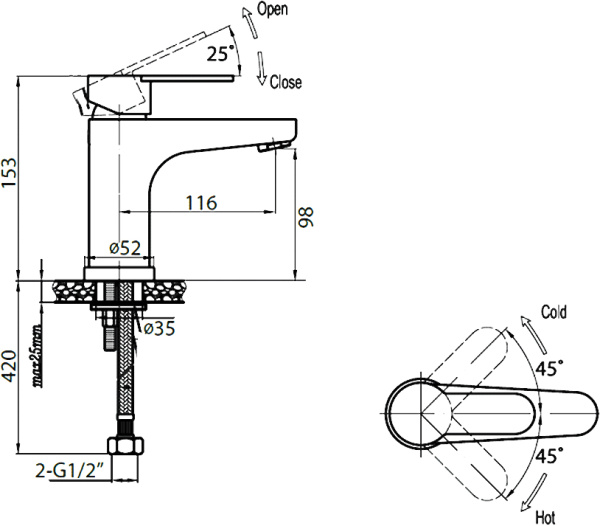 Смеситель для раковины Cezares Laconico LACONICO-C-LS-01-W0 