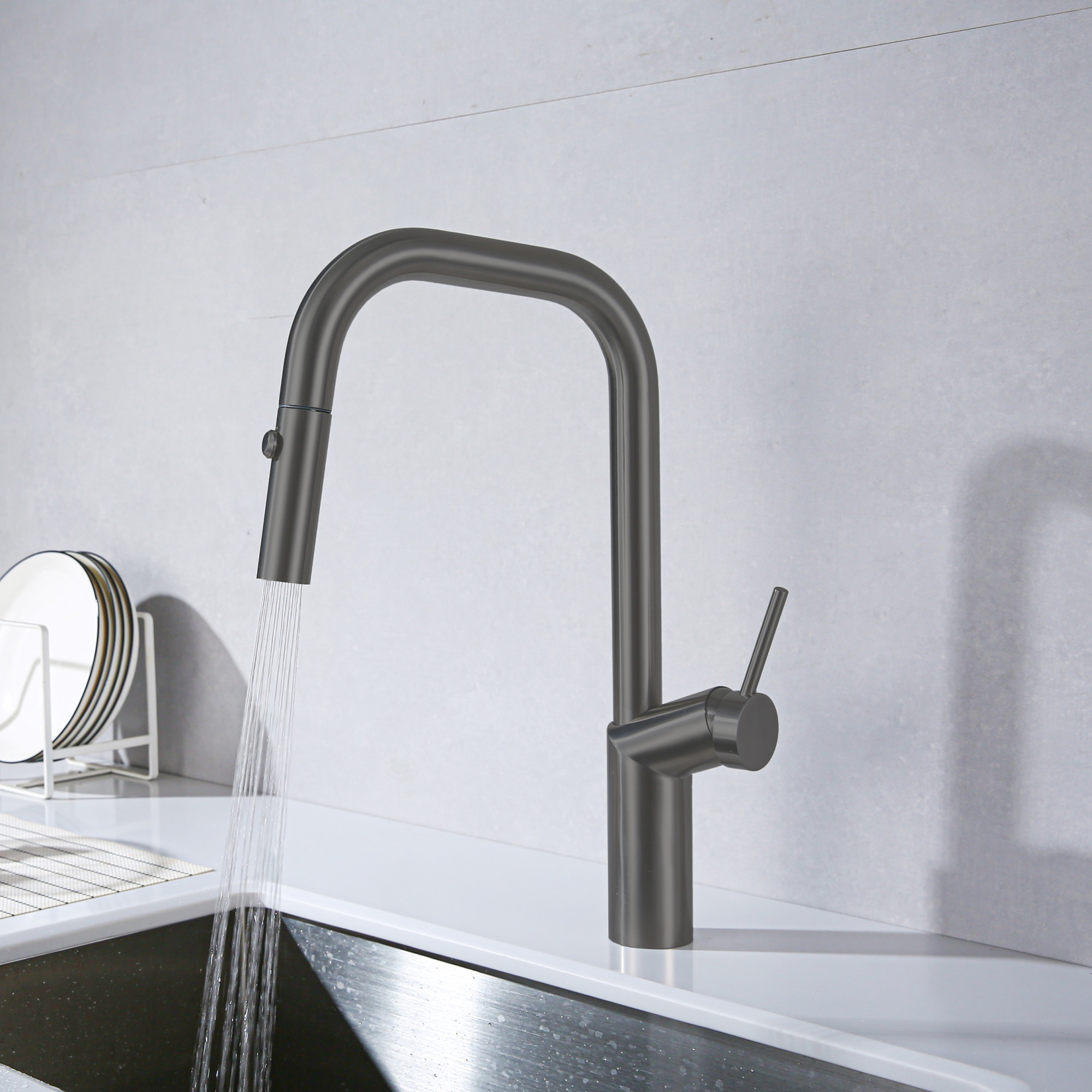 Смеситель для кухни Vincea  VKF-107GM без подключения к фильтру вороненая сталь