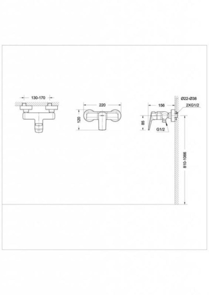 Смеситель для душа Bravat Real F9121179CP-01 настенный 
без термостата хром