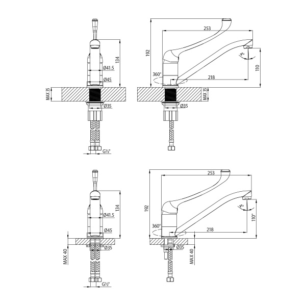 Смеситель для кухни Lemark Project LM4634C без подключения к фильтру хром