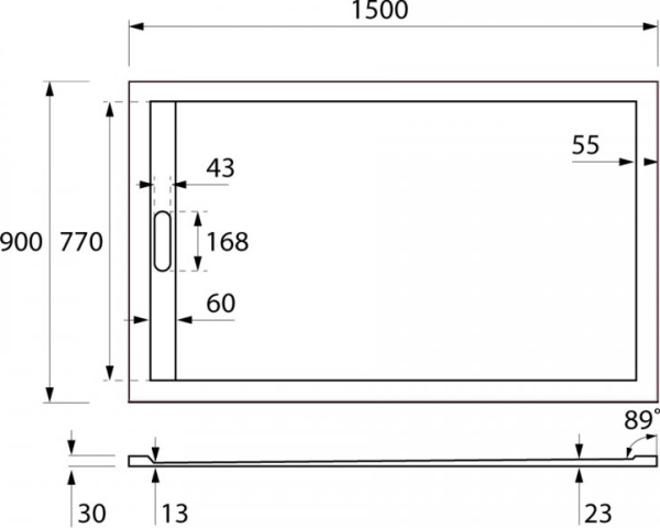 Душевой поддон низкий Cezares Tray TRAY-AS-AH-150/90-30-W прямоугольная   белый
