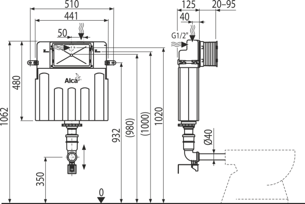 Бачок скрытого монтажа AlcaPlast Basicmodul AM112-0001