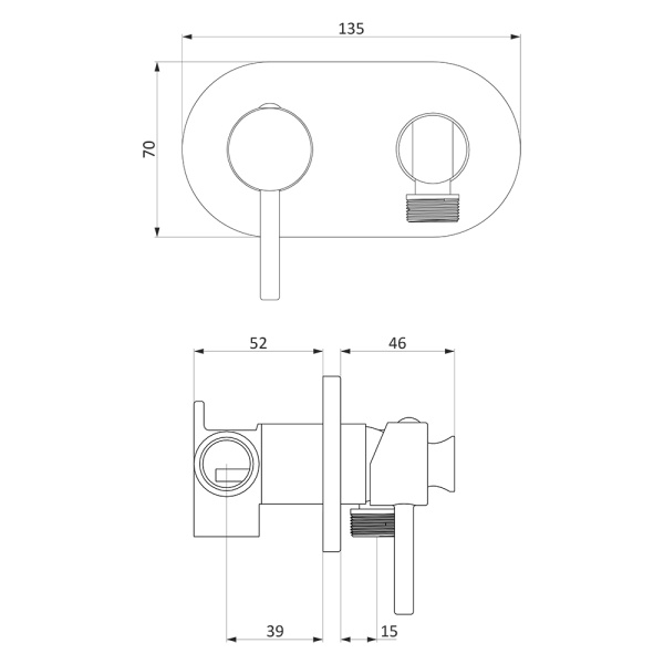 Гигиенический душ Damixa Option 214000000 встраиваемый в стену бронза