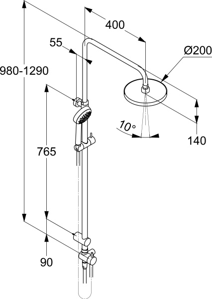 Душевая система без смесителя Kludi Logo 6809305-00 монтаж настенная  хром