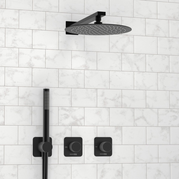Душевая система со смесителем Wasserkraft Fulda 5200 A5251.299.219.258.302.242.217 монтаж встраиваемая в стену без термостата черный