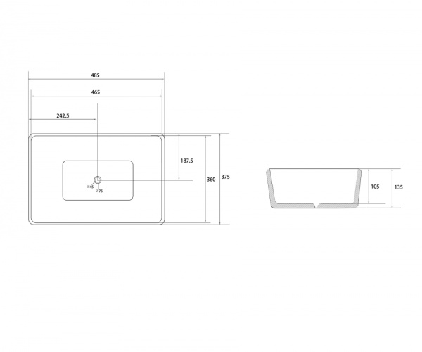 Раковина  прямоугольная Abber Rechteck AC2212BG фаянс цвет золото матовое-черный