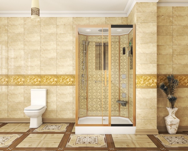 Душевая кабина с крышей Niagara Luxe 7711GR прямоугольная   стекла , профиль золото