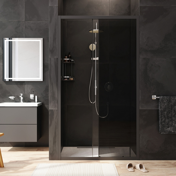 Душевая дверь Am.Pm Gem W90G-110-1-195BG 110 см стекла тонированные прозрачные, профиль черный