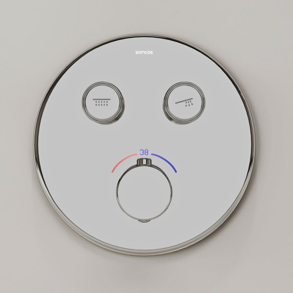 Душевая система со смесителем Sancos Space SC3006CH монтаж встраиваемый в стену с термостатом хром