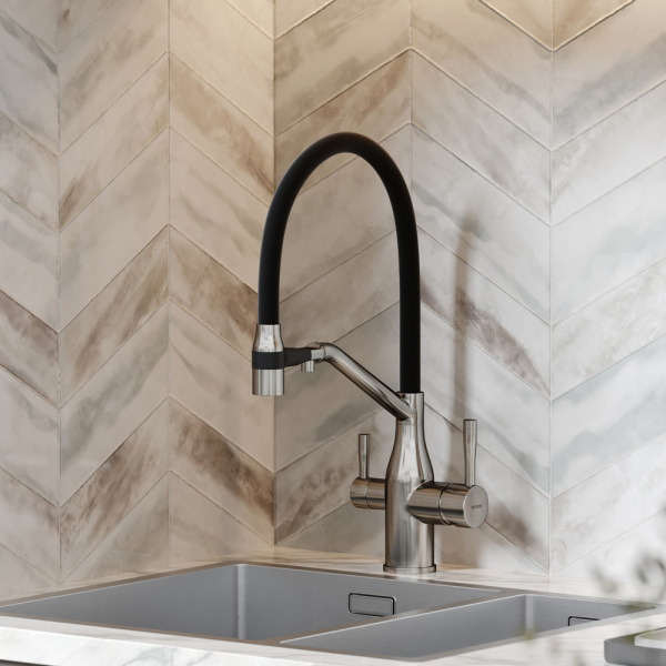 Смеситель для кухни Sancos Orta SC4008BN с подключением к фильтру брашированный никель/черный