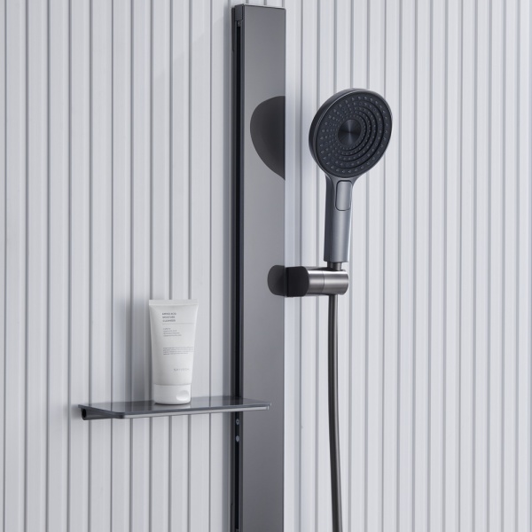 Душевая система со смесителем Black&White Gravity GH-9025-GM монтаж встраиваемая  в стену с термостатом вороненая сталь