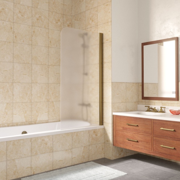 Шторка для ванны распашная  Vegas Glass EV Lux EV LUX 75 05 10 R 75 см, стекла матовые, профиль бронза