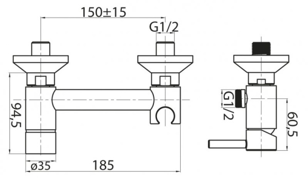 Смеситель для гигиенического душа Cezares Czr CZR-DA3-01 хром 