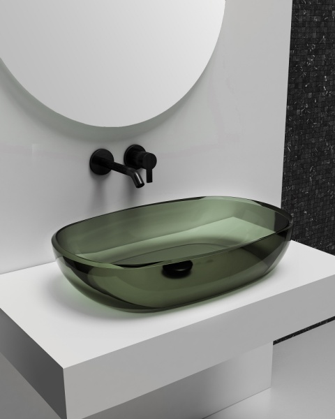 Раковина  овальная Abber Kristall AT2805Vesuvian полиэфирная смола цвет оливковый