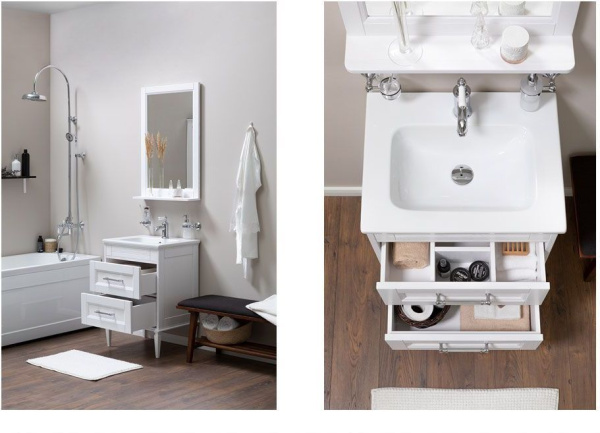 Раковина полувстраиваемая прямоугольная Aquanet Бостон НФ-00017870 литьевой мрамор цвет белый