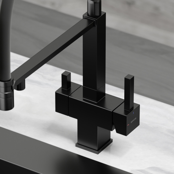 Смеситель для кухни Sancos Moro SC4006MB с подключением к фильтру матовый черный/черный