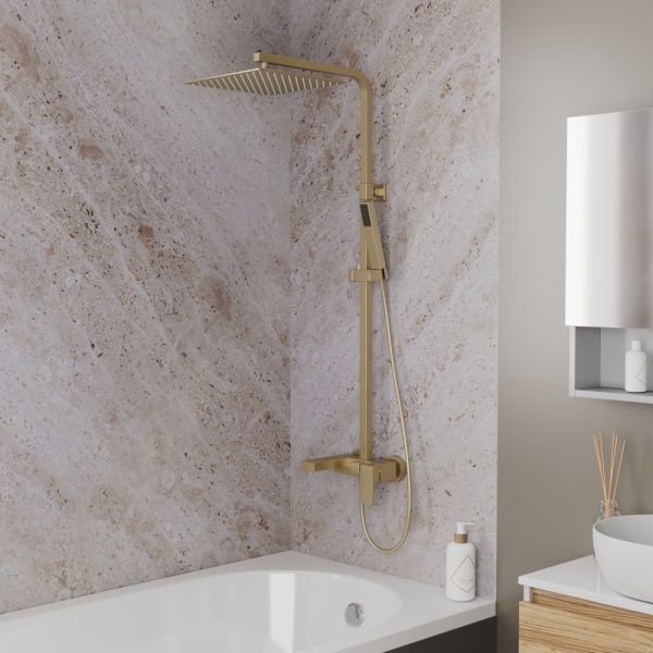 Душевая система со смесителем D&K Bayern.Liszt DA1513707A04 монтаж настенная без термостата матовое золото