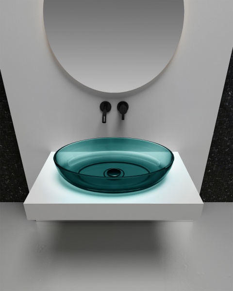 Раковина  овальная Abber Kristall AT2801Aquamarin полиэфирная смола цвет бирюзовый