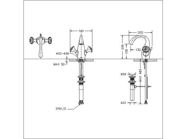 Смеситель для раковины Bravat Swan F14287C-ENG хром