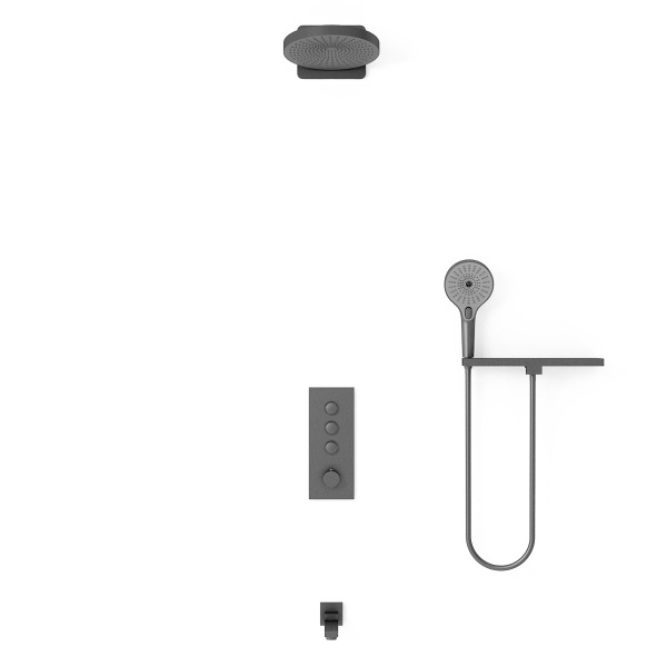 Душевая система со смесителем Vincea Inspire VSFW-433TI1RGM монтаж встраиваемая в стену с термостатом вороненая сталь