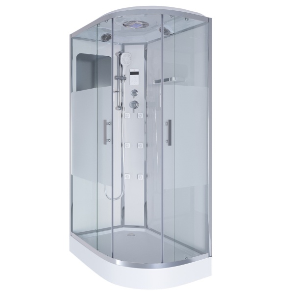 Душевая кабина с крышей Niagara Ultra NG-303-01L асимметричная  120x80 стекла прозрачные с узором, профиль хром