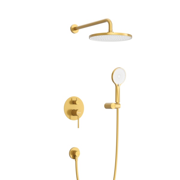 Душевая система со смесителем Cezares Relax RELAX-DSET-BORO монтаж встраиваемая  в стену без термостата брашированное золото