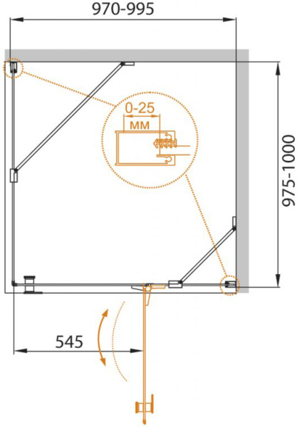 Душевой угол Cezares Crystal-S CRYSTAL-S-A-1-100-C-Cr-R квадратная   стекла , профиль 
